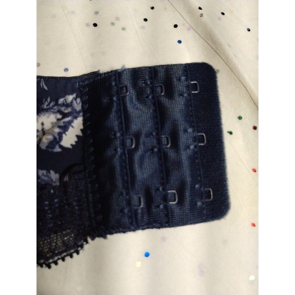 Lucky Brand Bra 42D Underwire Lightly Padded Navy & White Floral EUC - Picture 3 of 10